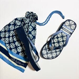 Brighton Navy Flip Flops – Designer Sandals with Patterned Soles